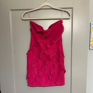 Oh Polly Vibrant Pink Ruffle Mini Dress